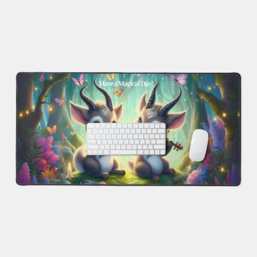 De mignons saolas jouent aux violons dans une forê (Clavier et souris)