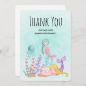 De mignons sirènes sous le Merci d'aquarelle de la (Devant / Derrière)