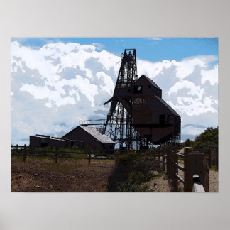 De mijnbouw - gekleurde potloodtekening poster