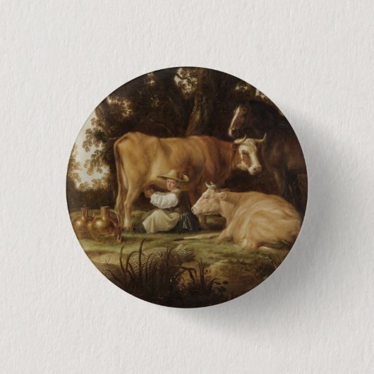 De Milkmaid Aelbert Cuyp Ronde Button 3,2 Cm (Voorkant)