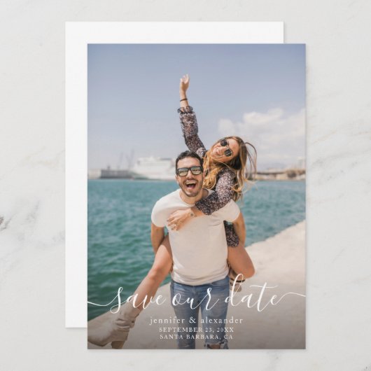 De minimale Foto slaat de datum op Save The Date (Voorkant / Achterkant)