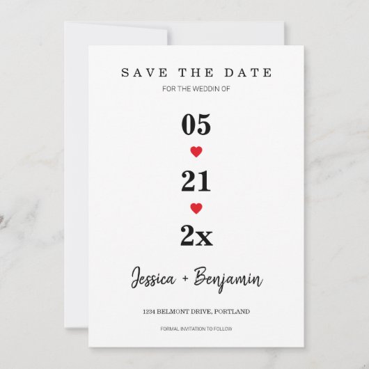 De minimale Foto slaat de datum op Save The Date (Voorkant)