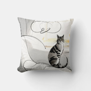 De Minimalistische Kat Hedendaags Trendy Modern Kussen