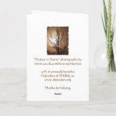 DE MINNAAR VAN DE NATUUR FEESTDAGEN KAART (Achterkant)