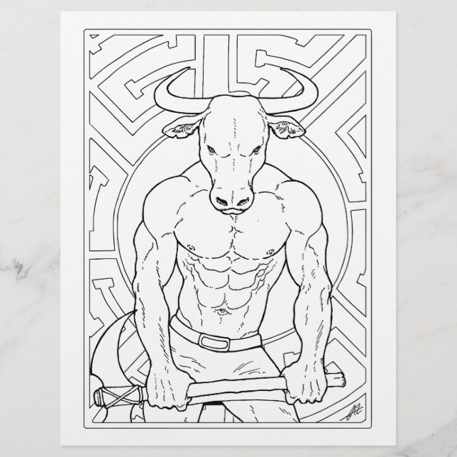 De Minotaurus - Kleurplaat. (Voorkant)