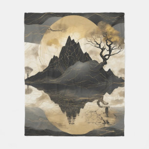 De Misty Mountain Black & Gold Fleece Deken