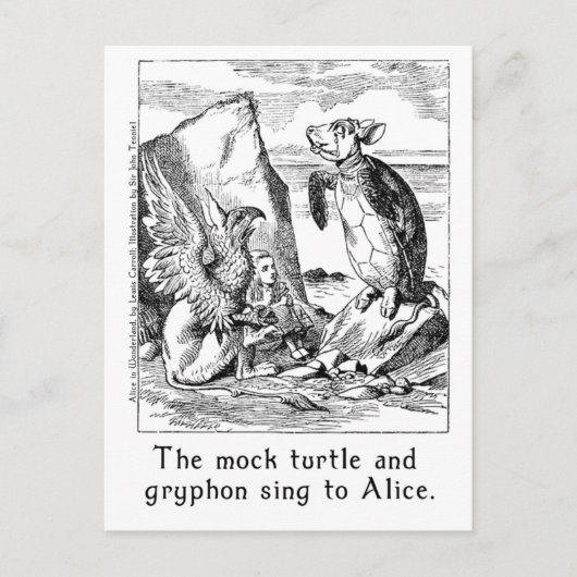 De Mock Turtle en Griffin Sing to Alice Briefkaart (Voorkant)