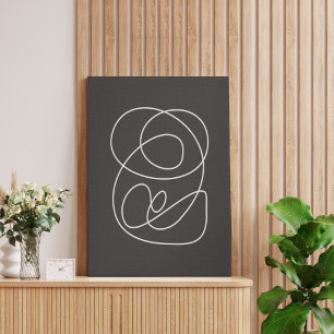 De moderne Abstracte lijn is zwart wit Canvas Afdruk