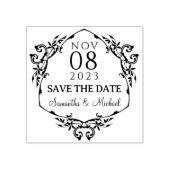 De moderne Bladeren sparen de Datum Weddenschap Rubberstempel (Afrduk)