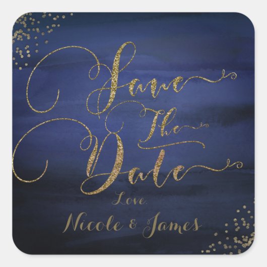 De moderne Blauwe Confetti van de Waterverf bewaar Vierkante Sticker (Voorkant)