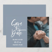 De moderne Blauwe Foto van het Manuscript bewaart Aankondiging (Voorkant / Achterkant)