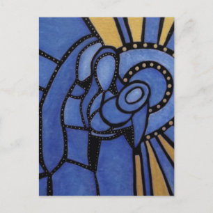 De moderne Blauwe Geboorte van Christus Jesus Mary Feestdagenkaart