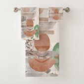 De moderne Boho Earth Tones Plant Life Towel Bad Handdoek (Insitu)