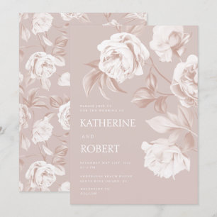 De moderne botanische Rozen bruiloft Kaart