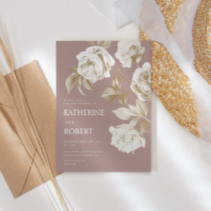 De moderne botanische Rozen bruiloft Kaart