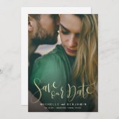 De moderne bruiloft van de manuscriptfoto bewaart  save the date (Voorkant / Achterkant)