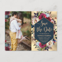 De moderne Burgundy Navy Floral Foto slaat de datu