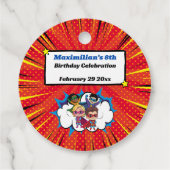 De moderne Cartoon Superheld Comic Book Cool Dank  Bedankjes Labels (Achterkant)