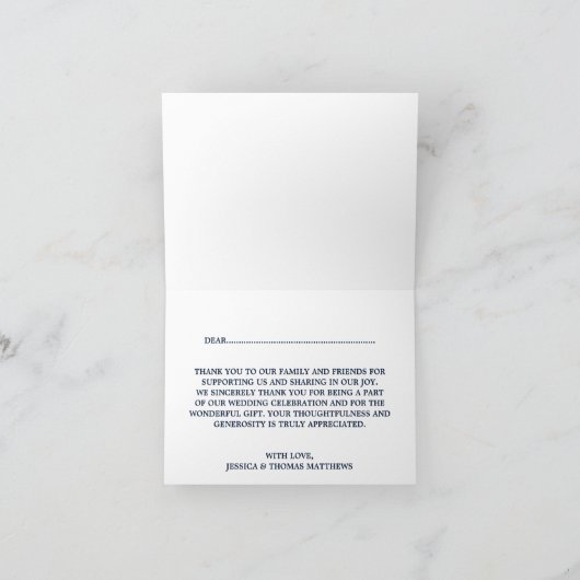 De moderne Chevron bruiloftcollectie Navy & Koraal Bedankkaart (Binnen)