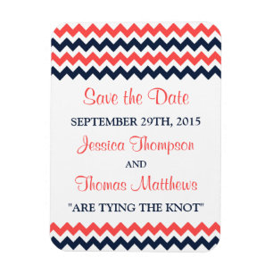 De moderne Chevron Wedding Collectie marine en kor Magneet