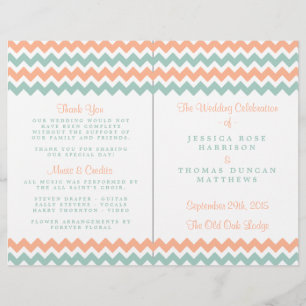 De moderne Chevron Wedding Collectie Peach & Mint