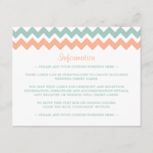 De moderne Chevron Wedding Collectie Peach & Mint Informatiekaartje