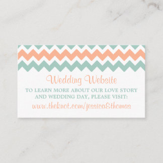 De moderne Chevron Wedding Collectie Peach & Mint Informatiekaartje