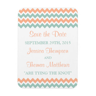 De moderne Chevron Wedding Collectie Peach & Mint Magneet