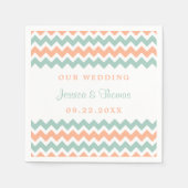 De moderne Chevron Wedding Collectie Peach & Mint Servetten (Voorkant)