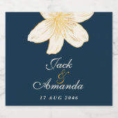 De moderne Chic Navy Blue Wine Bottle Sticker & La (Enkel label)