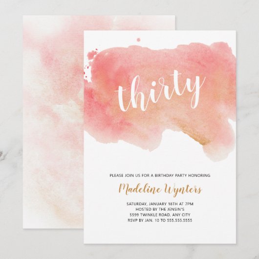 De moderne Coral Gold Waterverf Kaart (Voorkant / Achterkant)