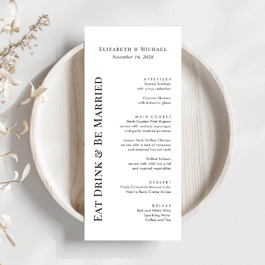 De moderne Drink van het Eat wordt gehuwd Weddensc Menu