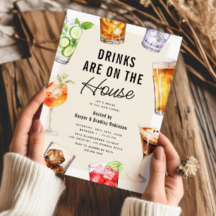 De moderne Drinken housewarming party Kaart