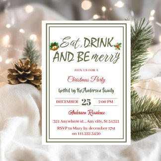 De moderne eenvoudige Eat Drink Be Merry Christmas Kaart