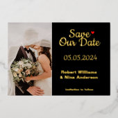 De moderne Elegante Echte Folie bewaart onze datum Folie Uitnodiging (Voorkant)