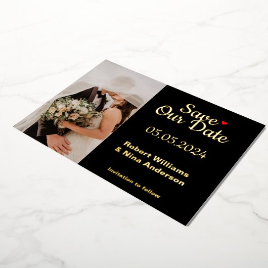 De moderne Elegante Echte Folie bewaart onze datum Folie Uitnodiging (Gedraaid)