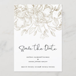 De moderne floralen van het manuscriptgoud sparen  save the date