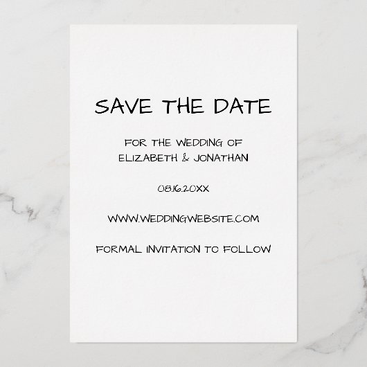 De moderne Foto bewaart de Datum Folie Uitnodiging (Achterkant)