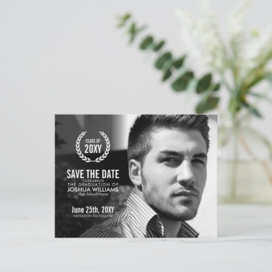 De moderne Foto van het Afstuderen sparen de Datum Aankondigingskaart (Staand voorkant)