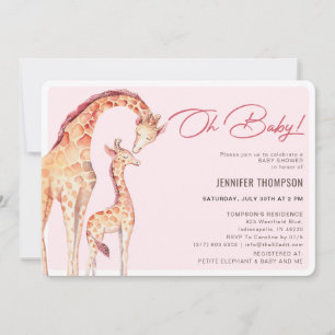 De moderne Giraffe Safari Meisje Baby shower Kaart