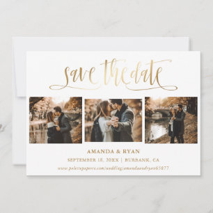 De moderne gouden Band van het Manuscript Foto bew Save The Date