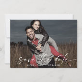 De moderne Horizontale Donkere Foto van het Manusc Save The Date (Voorkant)