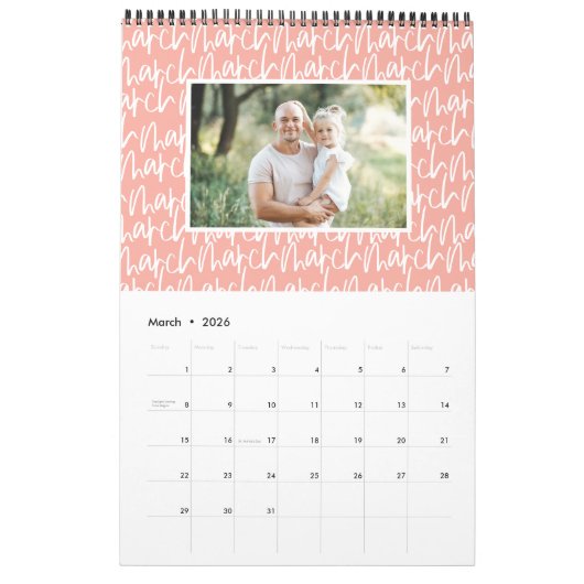 De moderne kalender van het markerpenfotoscript (Mar 2026)