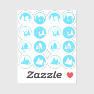 De moderne kerstwinterscène stelt Ice Blue in Sticker