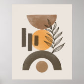 De moderne Kleur van de Aardetoon Abstract Botanis Poster (Voorkant)