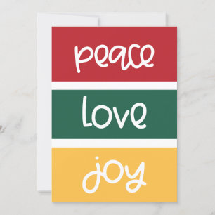 De moderne Kute Peace Love Joy kerstbegroetingen Feestdagenkaart