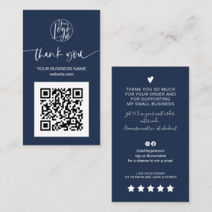 De moderne manuscript QR code navy blauwe orde bed Visitekaartje