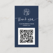 De moderne manuscript QR code navy blauwe orde bed Visitekaartje (Voorkant)