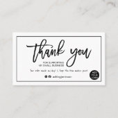 De moderne manuscript zwarte witte orde bedankt u visitekaartje (Voorkant)