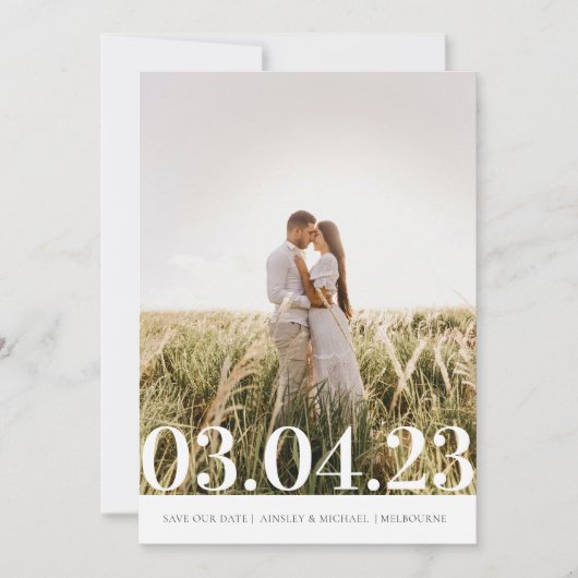 De moderne Minimale Foto bewaart de Datum Save The Date (Voorkant)